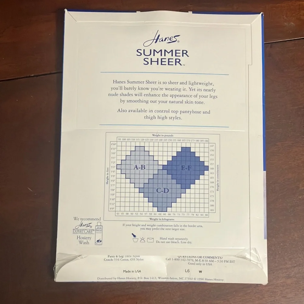 Vintage 1996 Hanes Summer Sheer to Waist Sandalfoot Style E51 Flax Pantyhose AB